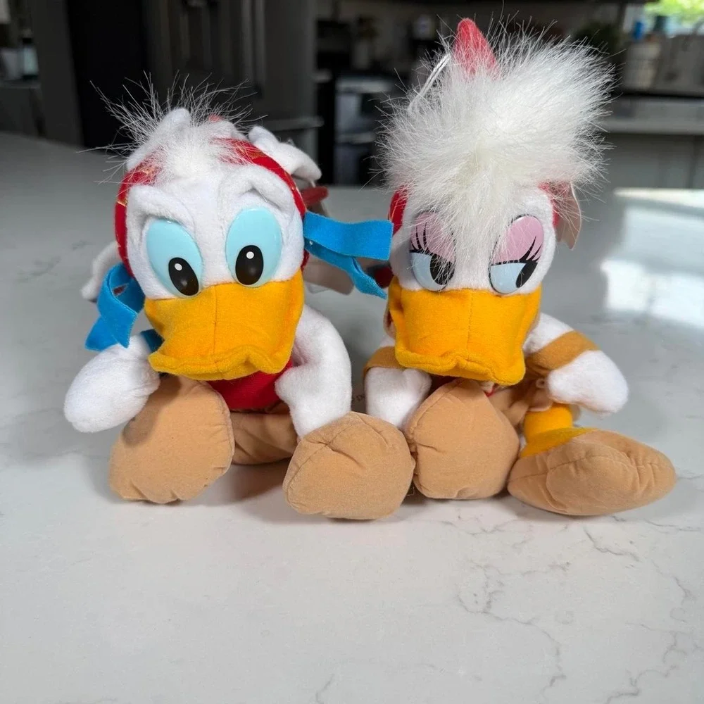 Disney Frontierland Donald Daisy Duck Bean Bag Plush Pair NWT